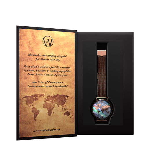 Black Pearl World Map ® Waterproof Watch