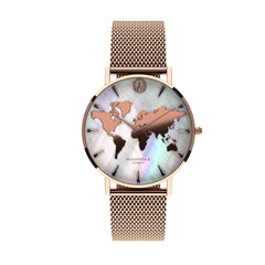 Pearl World Map Waterproof Watch