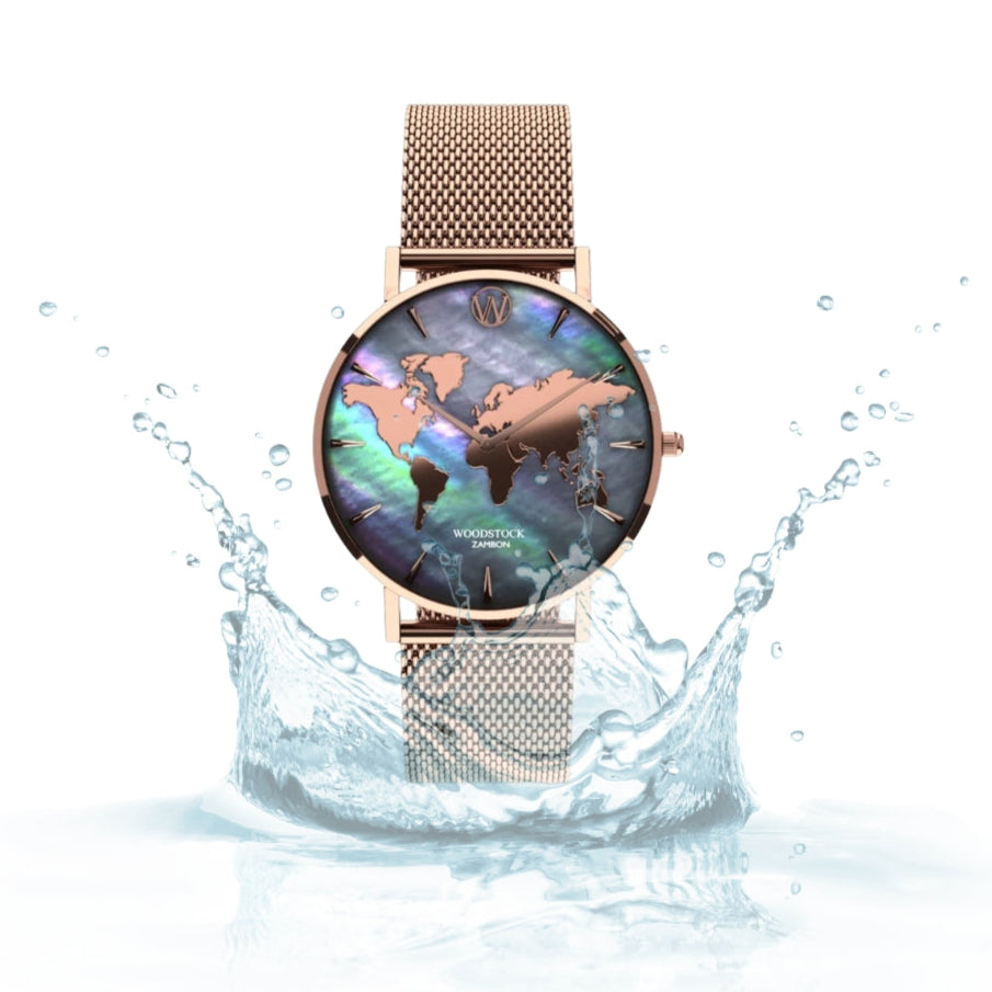 Black Pearl World Map ® Waterproof Watch